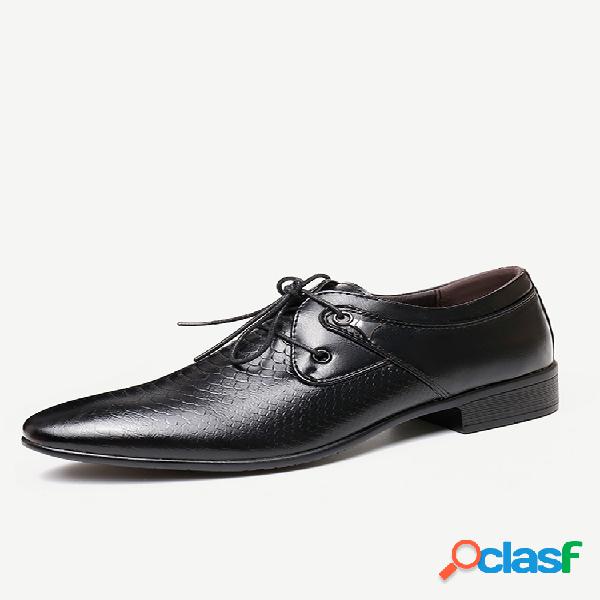 Homem Serpentine Padrão Comfy Lace Up Business Formal