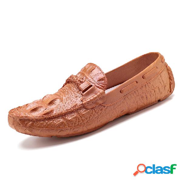 Homens crocodilo Padrão mocassins de condução deslizam