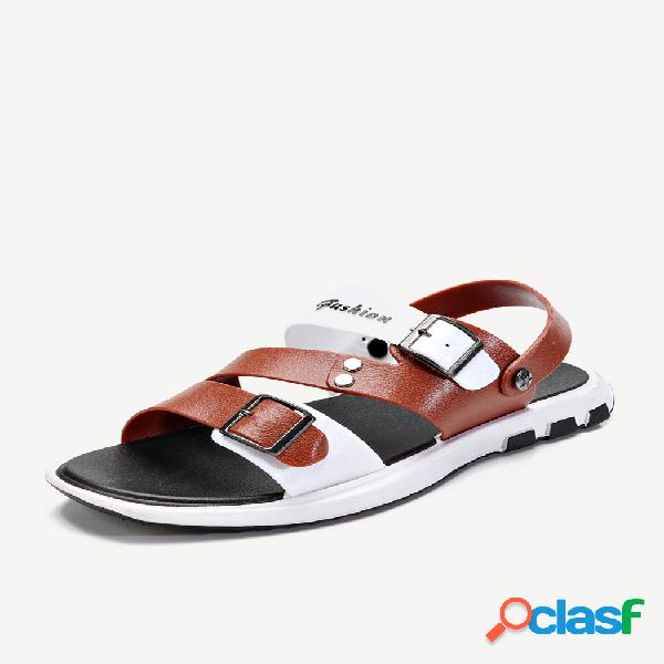 Homens de Metal Buckle Adjustabler Alça de Salto Casual