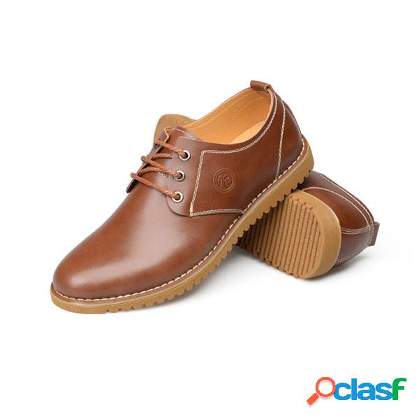 Homens de tamanho grande Casual Leather Pure Color Ame até