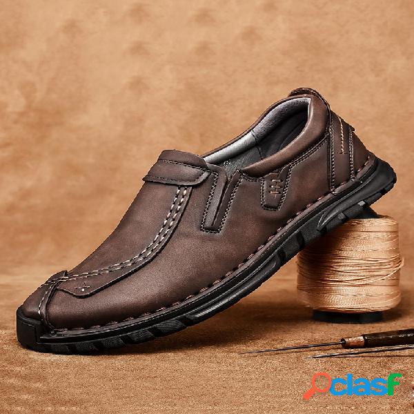 Homens retro Couro Genuíno antiderrapante Soft único