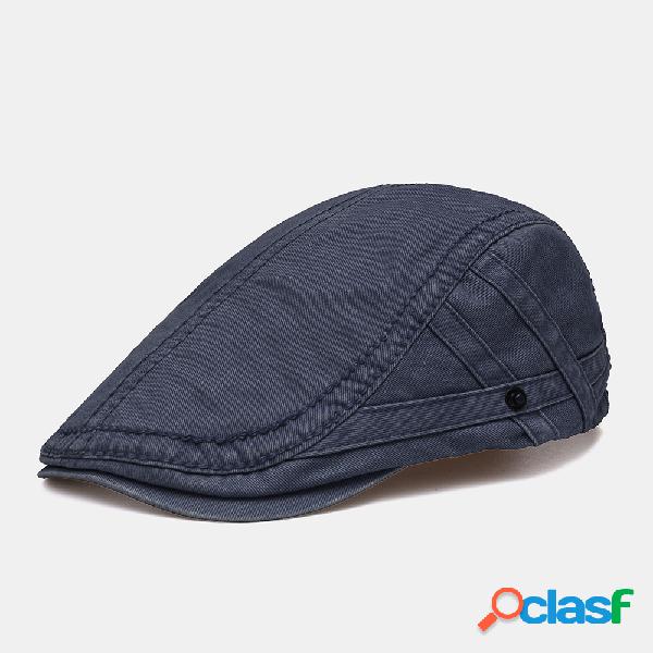 Homenss Vintage Letter Embroidery Beret Algodão Chapéu