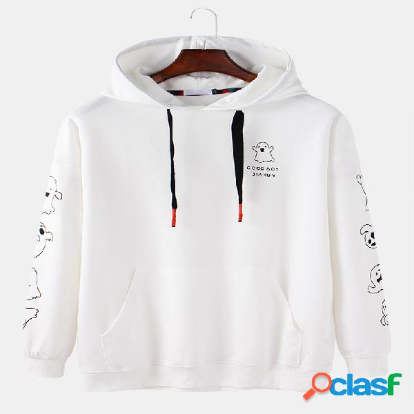 Hoodies de bolso canguru com estampa de manga fantasma de