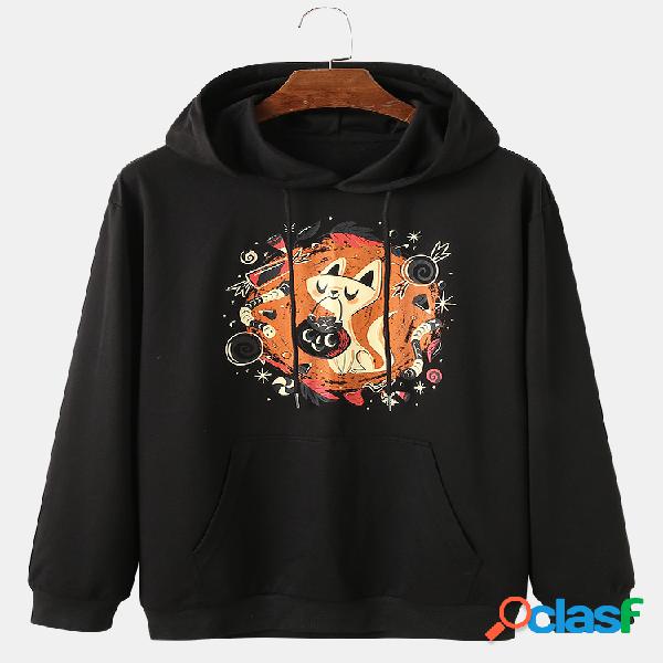 Hoodies masculinos com estampa de animais engraçados com