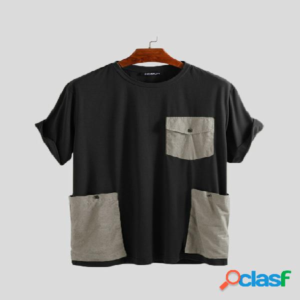 INCERUN Masculino Coreano Stlye Summer Color Block Patchwork