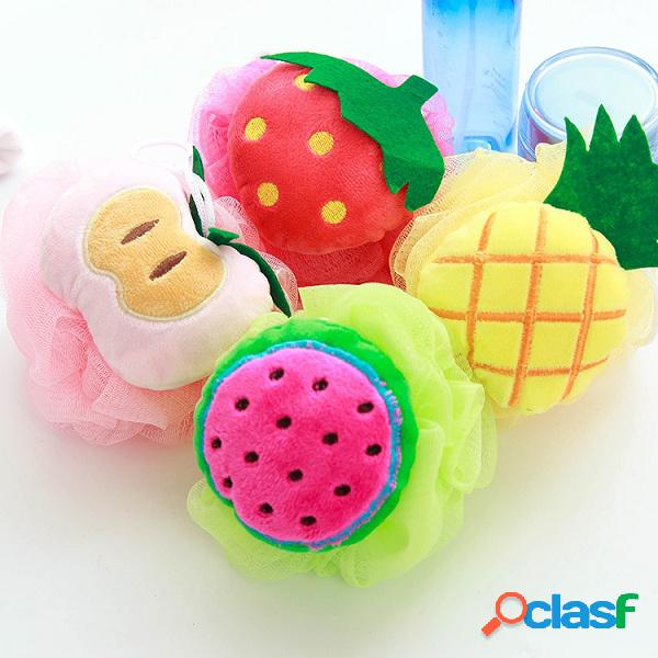 Kawaii colorido em forma de fruta chuveiro banho bola escova