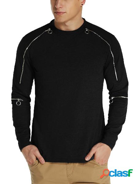 MODCHOK Zip masculino Design algodão gola redonda Jumper