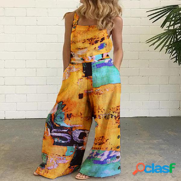 Macacão para mulheres com estampas étnicas com bolsos