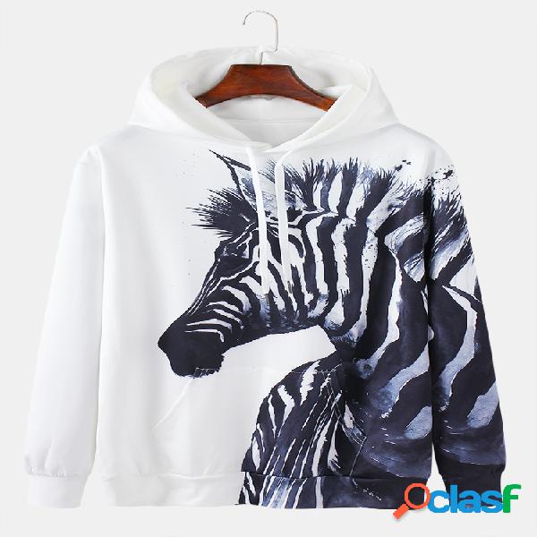 Masculino 3D Zebra com impressão diária e relaxada