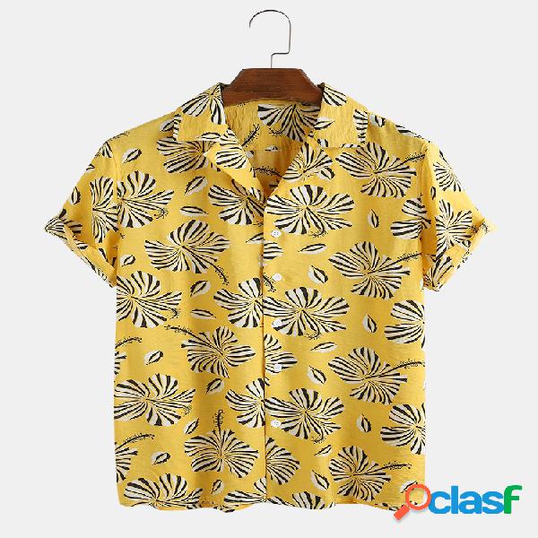 Masculino 80% Algodão Flor Estampa Leve Respirável Casual