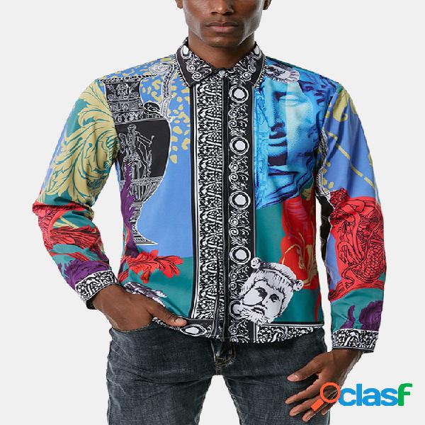 Masculino Allover Colorful Mixed Padrão Impresso Lapela