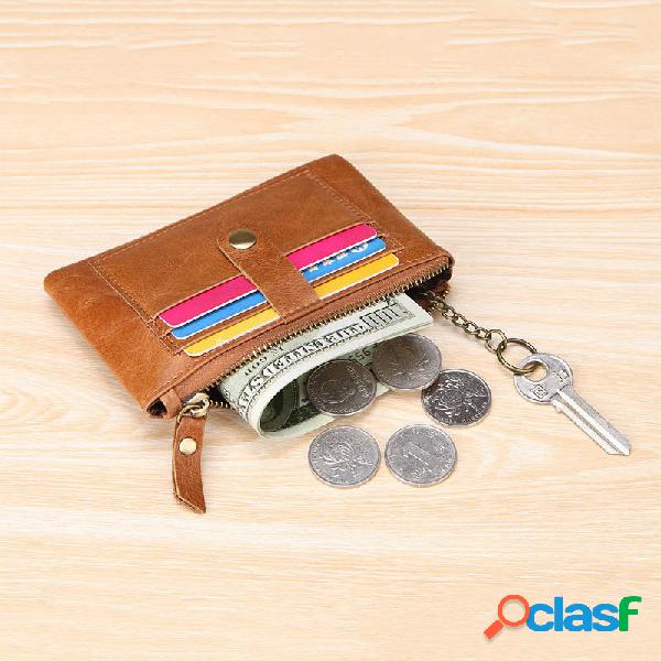 Masculino Couro Genuíno RFID 3 slots para cartões retro