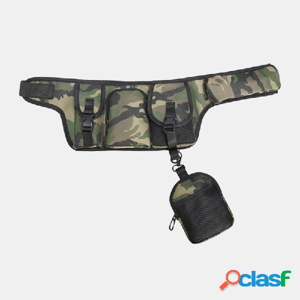 Masculino Dacron Camo Hip-hop Tactical Tooling Bolsa para