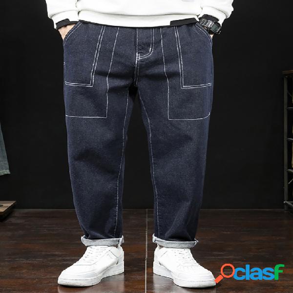 Masculino Estilo Amekaji Sólido Casual Jeans