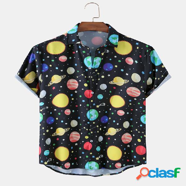 Masculino Funny Cartoon Space Element Padrão Estampa