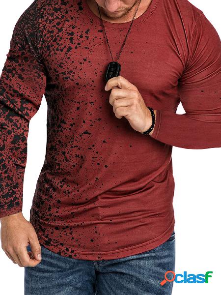 Masculino Outono Casual Soft Impressão Tie Dye T-Shirt