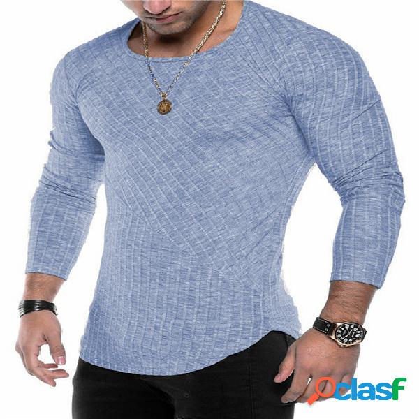 Masculino Outono Casual Soft Simples Manga Longa Camiseta