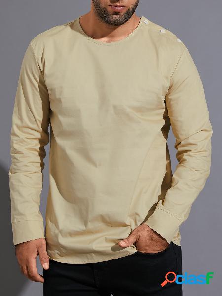 Masculino casual outono gola redonda design simples camiseta