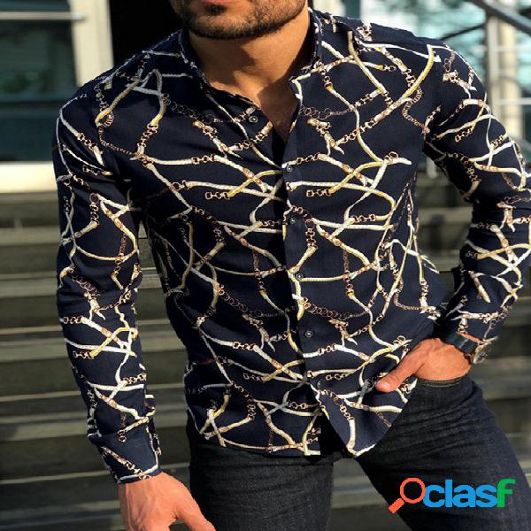 Masculino outono casual estampa all over print manga