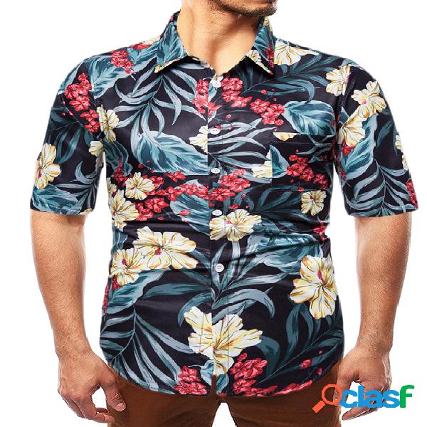 Masculino verão multicolorido tropical com todas as