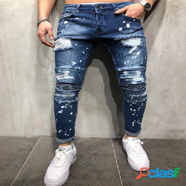 Men Skinny Solid Ripped Washed Jeans