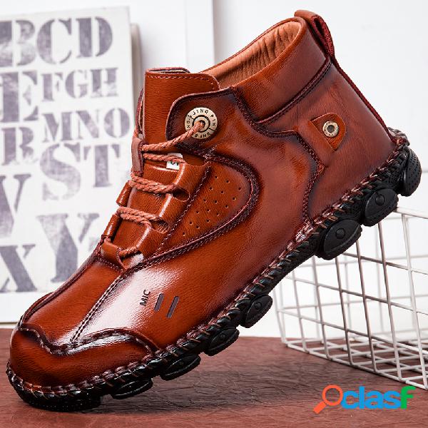 Menico Masculino Vintage Costura à Mão Antiderrapante Soft