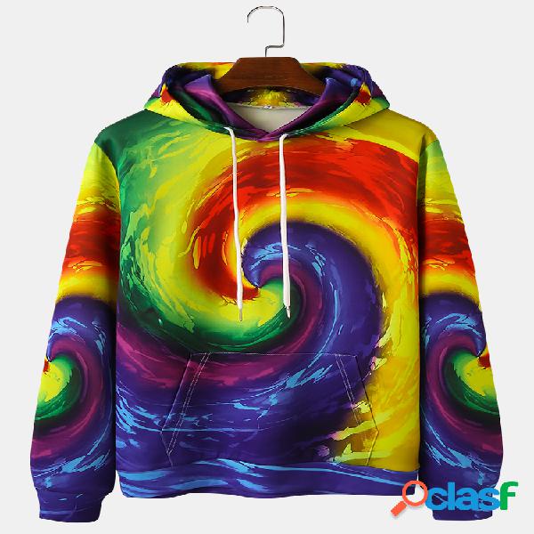 Mens All Over Colorful Ombre Paint Impresso Casual Canguru