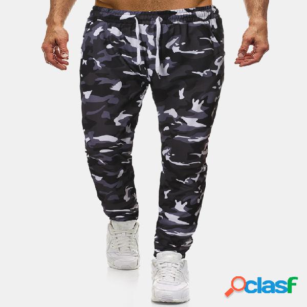 Mens Cotton Camo Print Sport Casual Regular Fit Drawstring