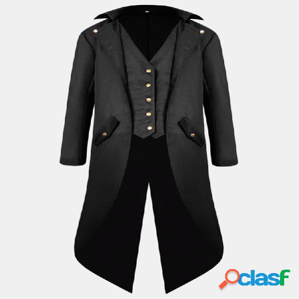 Mens Mid Long Style Vintage Smoking Cosplay Banquete Moda de