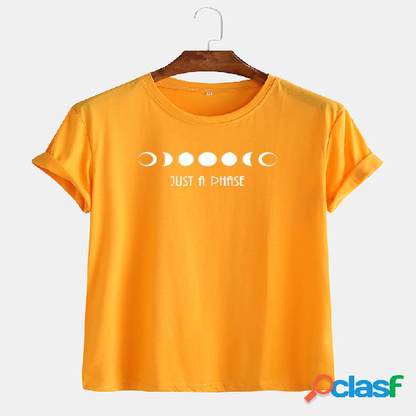 Mens Planet Printed Round Neck Casual T-shirts de manga