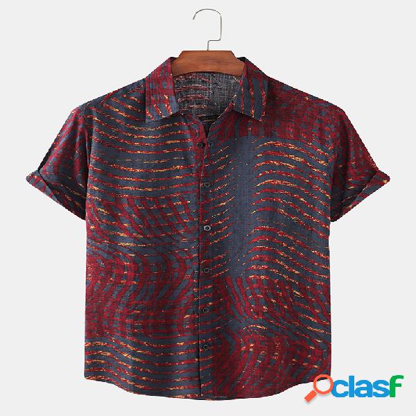 Mens Water Ripple Impresso Casual Camisas de manga curta