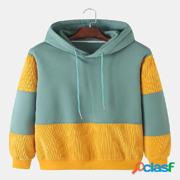 Mens patchwork colorblock thread elástico bainha com