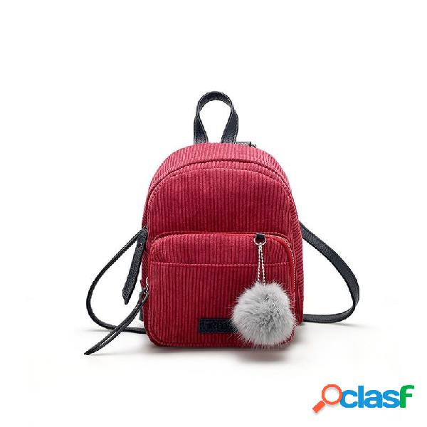 Mini mochila de veludo cotelê multifuncional para mulheres