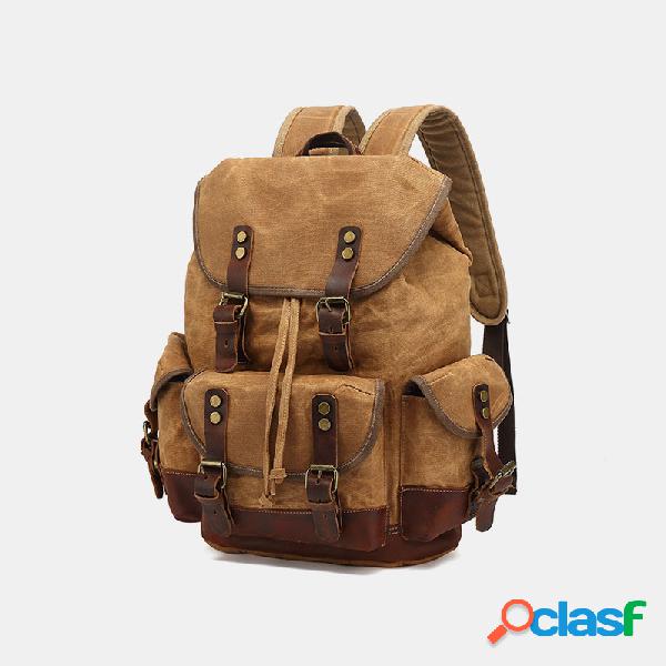 Mochila masculina Couro Genuíno à prova d'água resistente