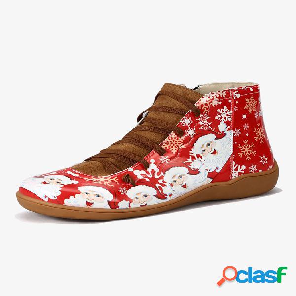 Moda feminina de Natal Padrão bota tornozelo resistente