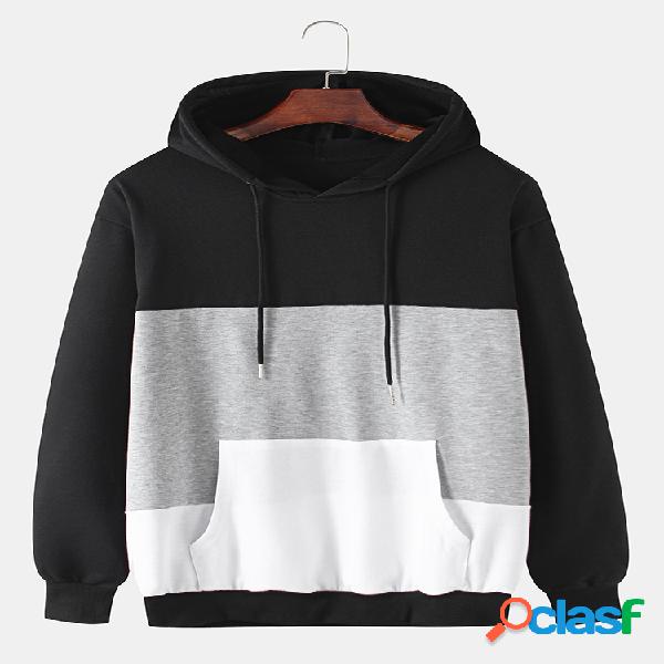Moletom de algodão colorido masculino patchwork casual