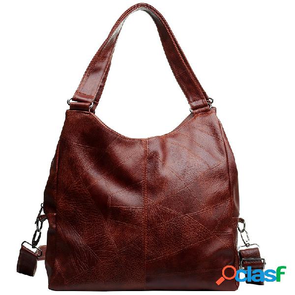 Mulheres Casual Retro Soft Tote de couro Bolsa Ombro Bolsa