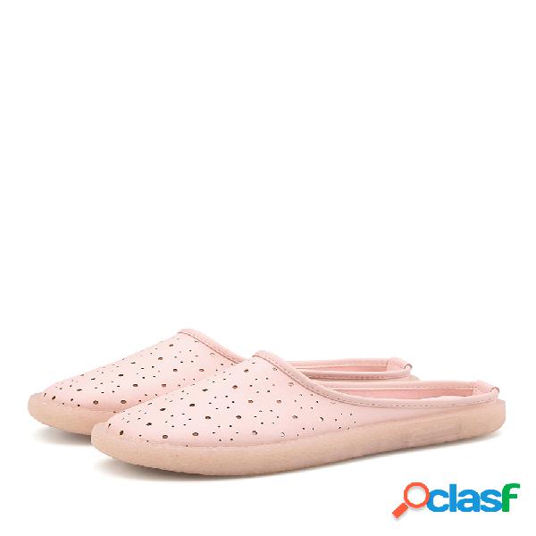 Mulheres Fechadas Toe Cor Sólida Hollow Soft Sofes Chinelos