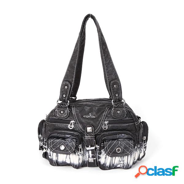 Mulheres Multi-bolsos Gradiente Cor Ombro Bolsa Casual Soft