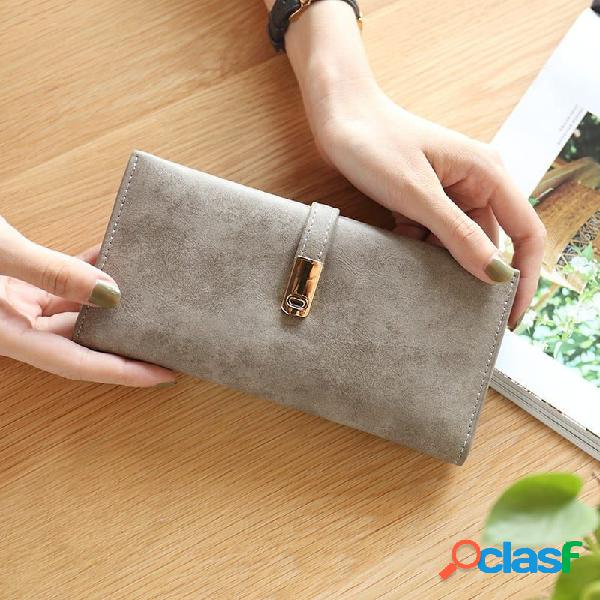 Mulheres elegantes PU Leather Multi-slots Long Wallet Card
