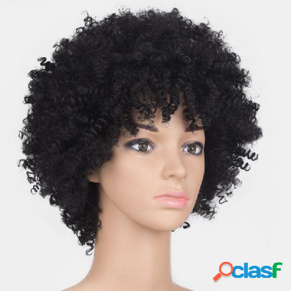 Mulheres negras afro curto encaracolado Cabelo perucas de