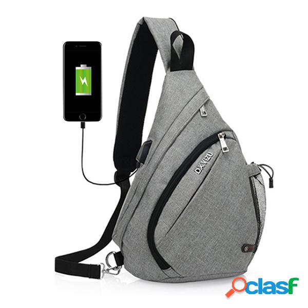 Multi-Bolso Dacron Casual USB Socket bolsa de peito para