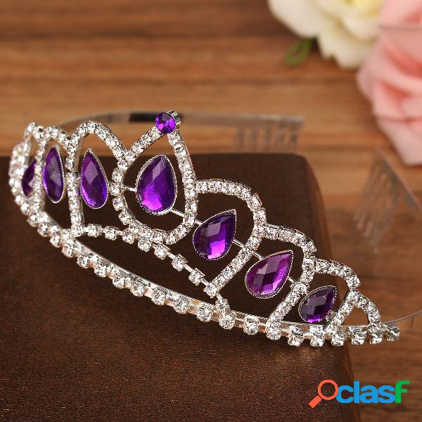 Noiva Roxo Diamante De Cristal Strass Coroa Rei Rainha Tiara