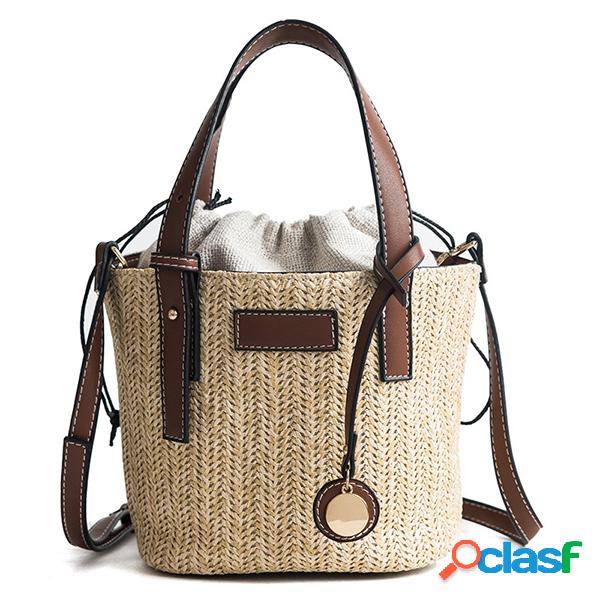 Palha Praia Bolsa Balde Bolsa Bolsa Ombro Bolsa Para
