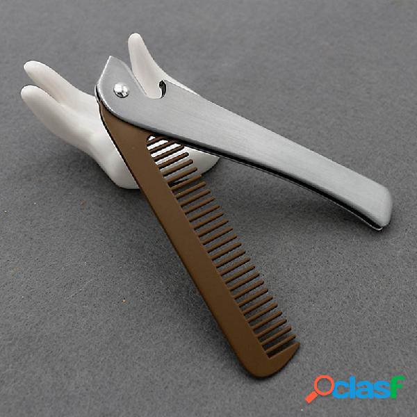 Pente de barba dobrada de aço inoxidável pente de barba