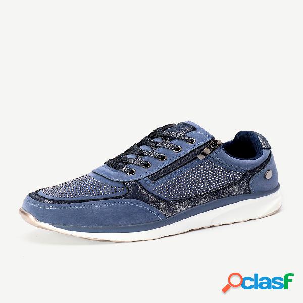 Plus Sapatos de caminhada femininos casuais de lantejoulas