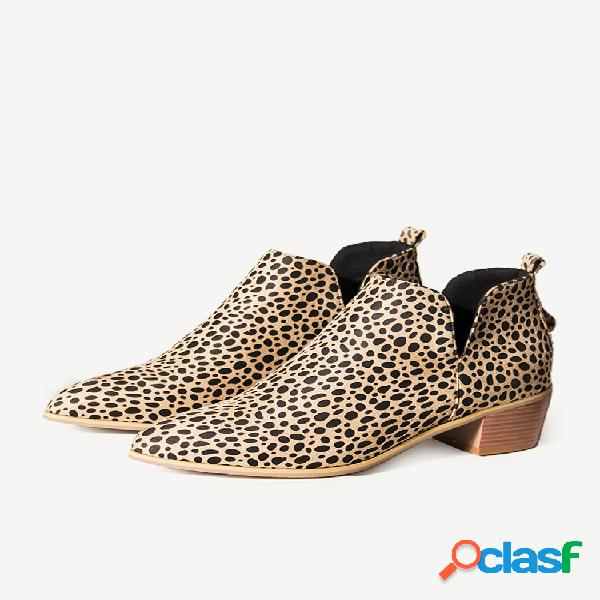 Plus Tamanho feminino confortável leopardo botas curtas de