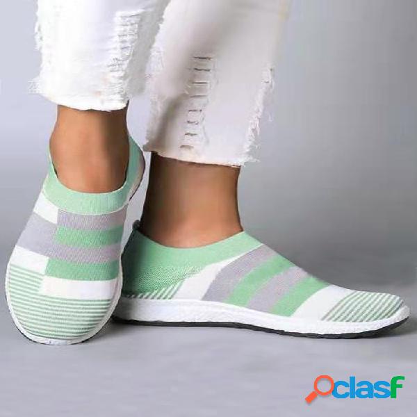 Plus tênis feminino casual com costura respirável malha