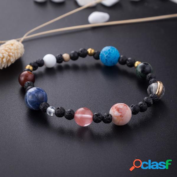 Pulseira Galaxy Solar System Pedra natural Planetas Terra