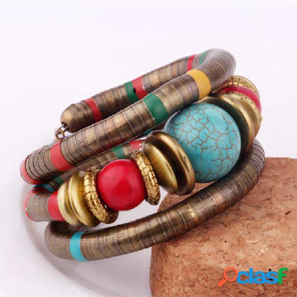Pulseira Multicamada Boêmica Gotas de Turquesa